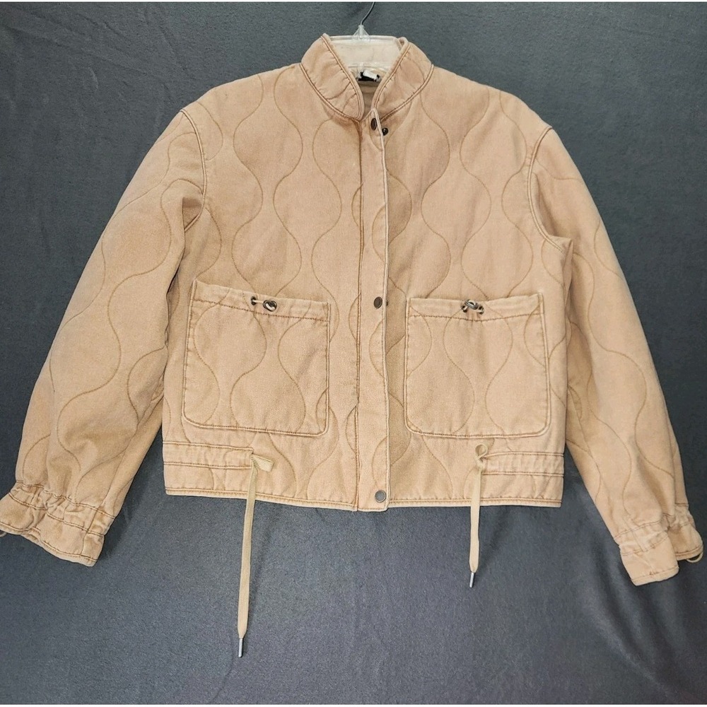 Joie Quilted Bomber Winter Full Zip Jacket Tan Beige Women's XS Hanako Solid